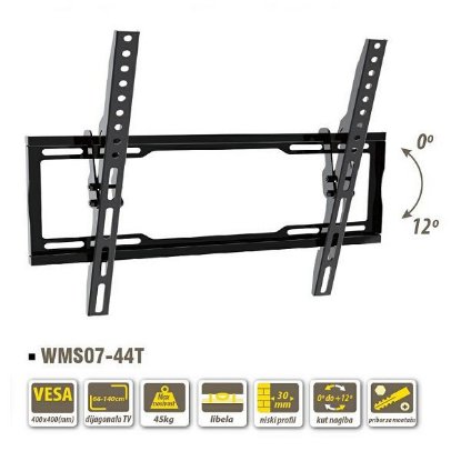 Nosač zidni za TV +CLASS WMS07-44T, 26"-55", nagibni