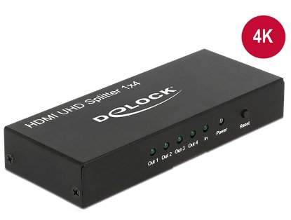 Razdjelnik DELOCK, 1x IN HDMI-A 19 pin (Ž) na 4x OUT HDMI-A 19 pin (Ž), 4K