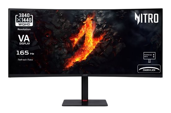 Monitor 34" ACER Nitro XV345CURVBMIPHUZX UM.CX5EE.V05, UWQHD, VA, 165Hz, 1ms, 300cd/m2, FreeSync, zakrivljeni, crni