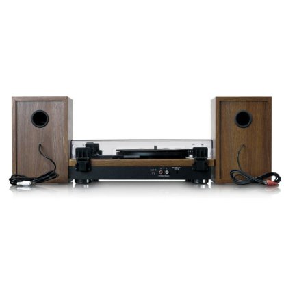 Gramofon LENCO LS-100WD, sa zvučnicima, BT, drveni