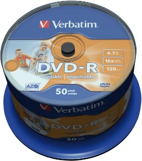 Medij DVD-R VERBATIM 16x, 4.7GB, Wide Printable, spindle, 50 komada