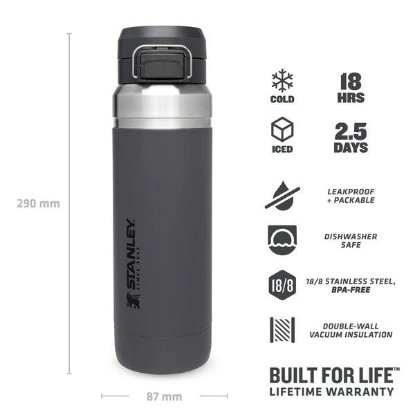 Boca STANLEY Go Quick Flip Water Bottle, 1.06l, tamno siva