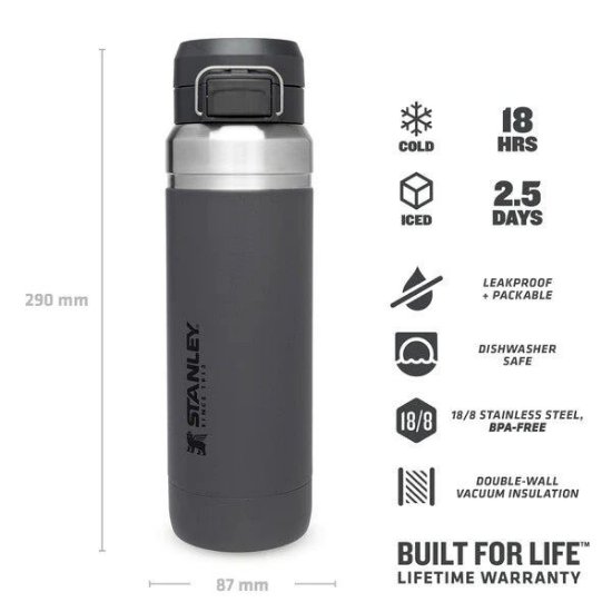 Boca STANLEY Go Quick Flip Water Bottle, 1.06l, tamno siva