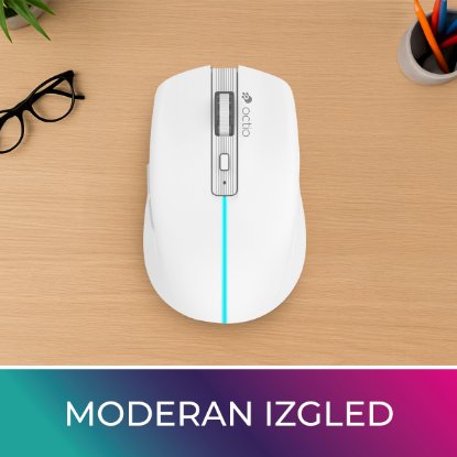 Miš OCTIO Style M310WBT, RGB, optički, bežični, BT,1600dpi, bijeli