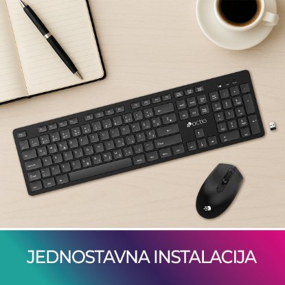 Tipkovnica + miš OCTIO KM100W, crni, bežični