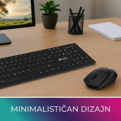 Tipkovnica + miš OCTIO KM100W, crni, bežični