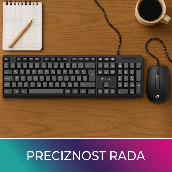 Tipkovnica + miš OCTIO KM101U, crni, USB