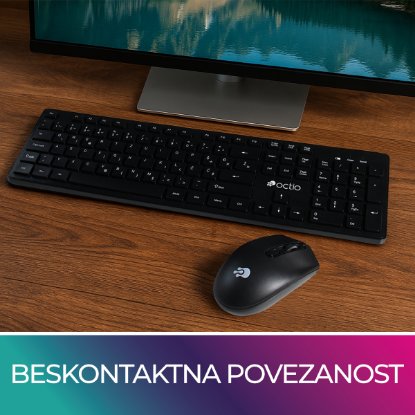 Tipkovnica + miš OCTIO KM100W, crni, bežični