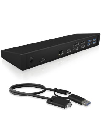 Docking station ICY BOX IB-DK2244AC, USB-C na 2x DP, 2x HDMI, USB-C, 5x USB 3.0 Type-A, G-LAN RJ45, za laptop