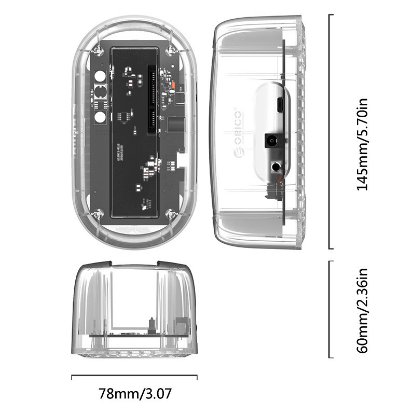 Docking station ORICO 6139C3-EU-CR-BP, 3.5" SATA HDD, USB3.1 Gen2/Type-C, prozirna, 12TB max
