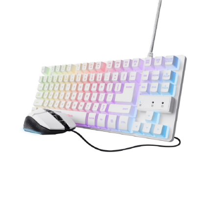 Tipkovnica + miš TRUST GXT 798, žične, USB, bijela