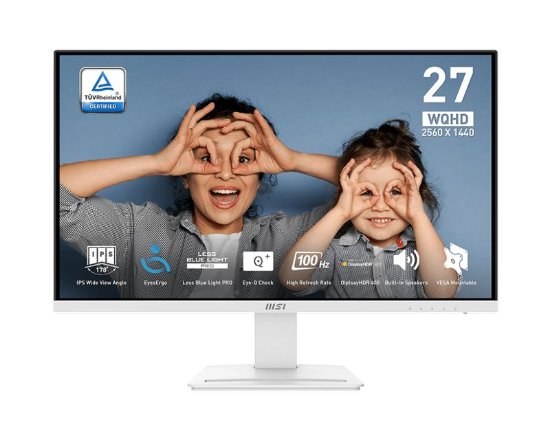 Monitor 27" MSI PRO MP273QW E2, WQHD, IPS, 100Hz, 1ms, 400cd/m2, zvučnici, bijeli