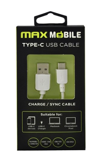 Kabel MAXMOBILE USB-C 2.0, 1m, bijeli