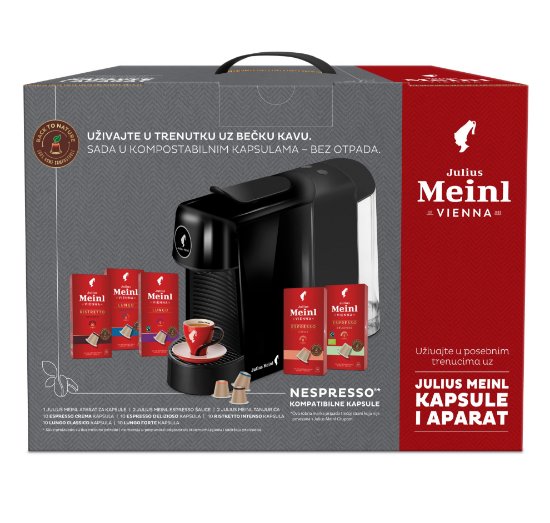 Aparat za kavu JULIUS MEINL Inpresso Pinta Starter Paket 100% BIO razgradive kapsule, crni