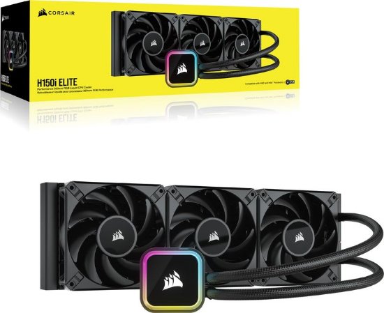 Vodeno hlađenje CORSAIR Cooling Hydro H150i iCUE Elite RGB, CW-9060060-WW, za Intel i AMD
