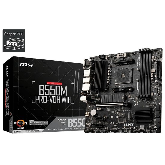 Matična ploča MSI B550M PRO-VDH WIFI, AMD B550M, DDR4, mATX, s. AM4