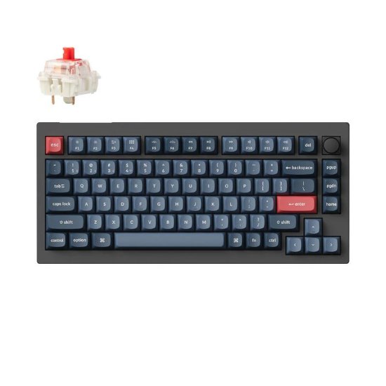 Tipkovnica KEYCHRON V1 Max, RGB, mehanička, Gateron Jupiter Red Switch, US Layout, bežična, crna