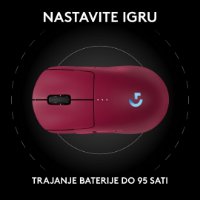 Miš LOGITECH Pro 2 Lightspeed, RGB, optički, bežični, 32000dpi, rozi
