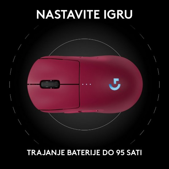 Miš LOGITECH Pro 2 Lightspeed, RGB, optički, bežični, 32000dpi, rozi