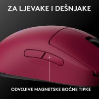 Miš LOGITECH Pro 2 Lightspeed, RGB, optički, bežični, 32000dpi, rozi