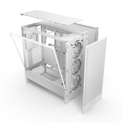 Kućište NZXT H5 Flow RGB 2024, MIDI, ATX, window, bijelo, bez napajanja