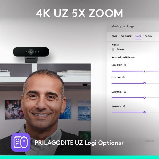 Web kamera LOGITECH Brio 4K, 4K UHD, USB-A/USB-C, crna