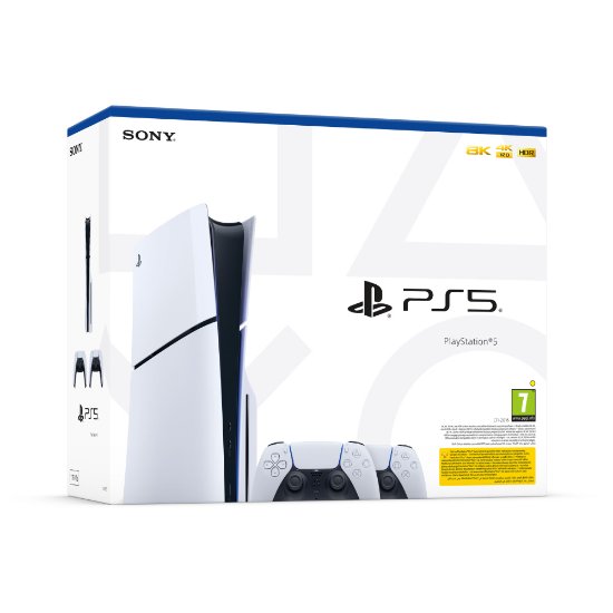 Igraća konzola SONY PlayStation 5 Slim D Chassis, 1TB SSD, Blu-ray, DualSense kontroler, bijela + DualSense kontroler