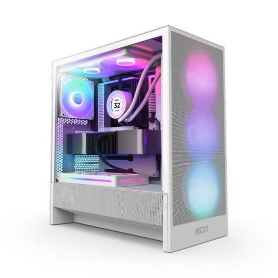 Kućište NZXT H5 Flow RGB 2024, MIDI, ATX, window, bijelo, bez napajanja