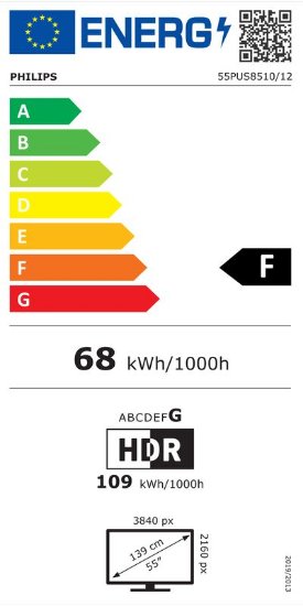 QLED TV 55" PHILIPS 55PUS8510/12, Titan OS, Ambilight, 4K UHD, DVB-T2/C/S2, HDMI, Wi-Fi, USB, LAN - energetski razred F