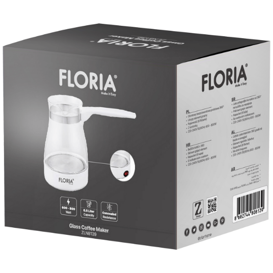 Kuhalo za kavu FLORIA ZLN8139, 800 W, stakleno