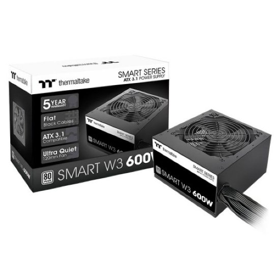 Napajanje 600W, THERMALTAKE Smart W3 80+, ATX 3.1, 120mm vent., 80+, crno