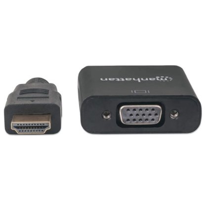 Adapter MANHATTAN, HDMI (M) na VGA (Ž), 30cm, crni