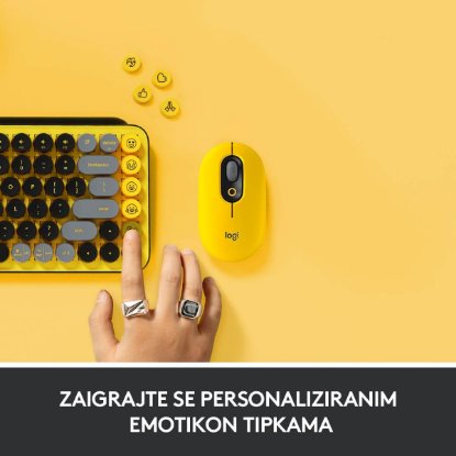 Tipkovnica LOGITECH POP Keys, mehanička, bežična, US Layout, USB, žuto/crna
