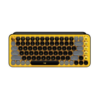 Tipkovnica LOGITECH POP Keys, mehanička, bežična, US Layout, USB, žuto/crna