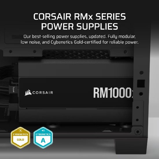 Napajanje 1000W, CORSAIR RM1000x Series CP-9020271-EU, ATX 3.1, 135mm vent., 80+ Gold, modularno
