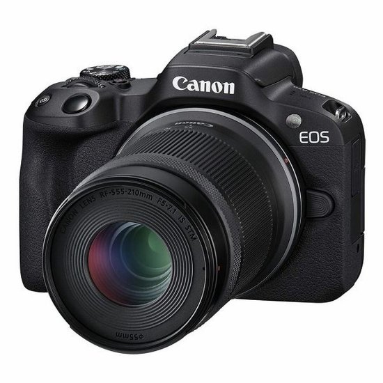 Digitalni fotoaparat CANON EOS R50 + RF-S 18-45mm + RF-S 55-210mm STM, 24,2 Mp, 4K Ultra HD, crni