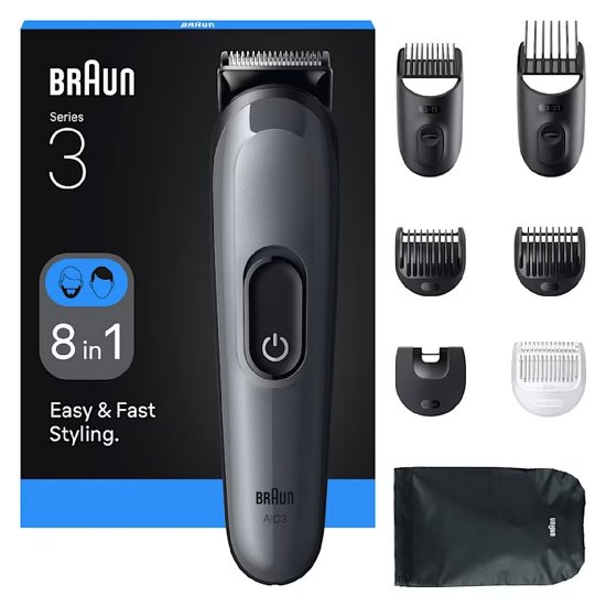 Aparat za šišanje/trimer BRAUN serija 3 3540, 8 u 1, kosa, brada, sivi