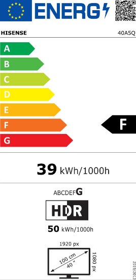 QLED TV 40" HISENSE 40A5Q, Smart TV, FHD, DVB-T2/C/S2, USB, Wi-Fi, crni - energetski razred F