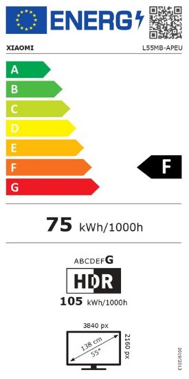 QLED TV 55" XIAOMI A Pro 55, Smart TV, 4K UHD, USB, LAN, Wi-Fi, BT, sivi - energetski razred F