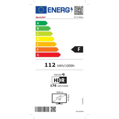 LED TV 70" SHARP 70GL4260E, Google TV, 4K UHD, DVB-T2/C/S/S2, HDMI, WiFi, LAN, USB, energetski razred F