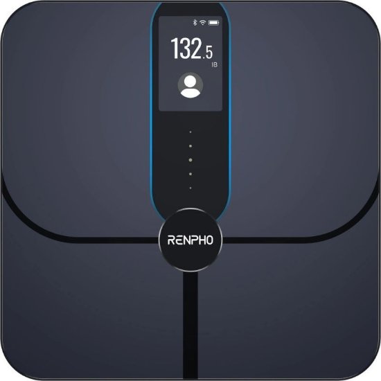 Pametna vaga RENPHO Elis Nova WiFi, mjeri težinu, indeks tjelesne mase, masno tkivo, mišićnu masu, crna