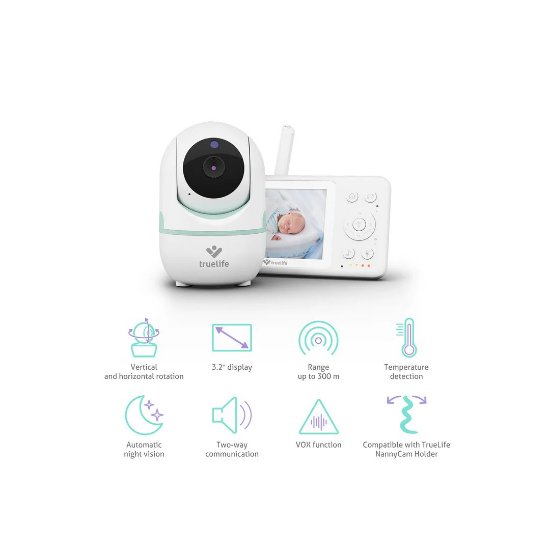 Monitor za bebe TRUELIFE NannyCam R4i, ekran 3.2", audio i video, do 300m