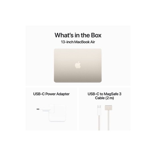 Laptop APPLE MacBook Air 13.6" MXCU3CR/A / 8-Core M3, 16GB, 512GB SSD, Apple 10-Core GPU, 13.6" 2560x1664 IPS, macOS, zlatni