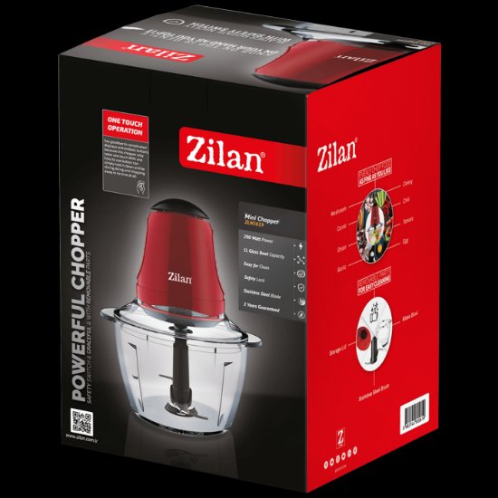 Sjeckalica ZILAN ZLN5619, 200 W, 1,0 l, staklena posuda, crvena