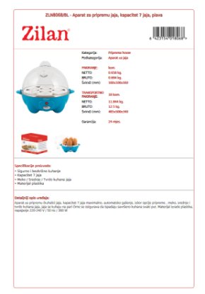 Kuhalo za jaja ZILAN ZLN8068/BL, 360 W, 7 jaja, plavo Kuhalo za jaja ZILAN ZLN8068/BL, 360 W, 7 jaja, plavo