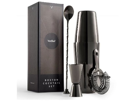 Set za koktele VONSHEF Boston, 4 djelni, 800 ml, crna