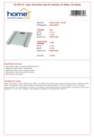 Osobna vaga HOME HG FMZ 18, 180 kg, LCD display, body fat mjerenje, staklena, bijela