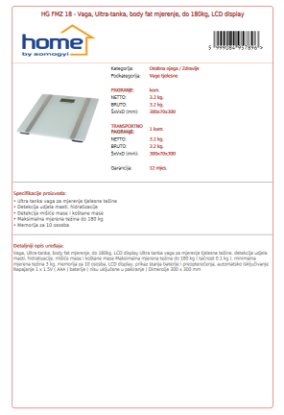 Osobna vaga HOME HG FMZ 18, 180 kg, LCD display, body fat mjerenje, staklena, bijela