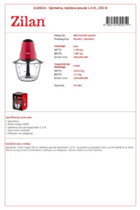 Sjeckalica ZILAN ZLN5619, 200 W, 1,0 l, staklena posuda, crvena Sjeckalica ZILAN ZLN5619, 200 W, 1,0 l, staklena posuda, crvena