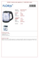 Kuhalo za vodu FLORIA ZLN3505, 2000 W, 1,7 l, stakleno
